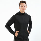Long Zipper Hooded Hooded Sports Jacket Men's Workout Wear Training Running