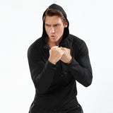 Long Zipper Hooded Hooded Sports Jacket Men's Workout Wear Training Running